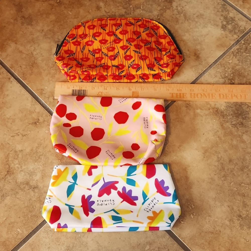 Clinique X Donald 3pk of Cosmetic Bags